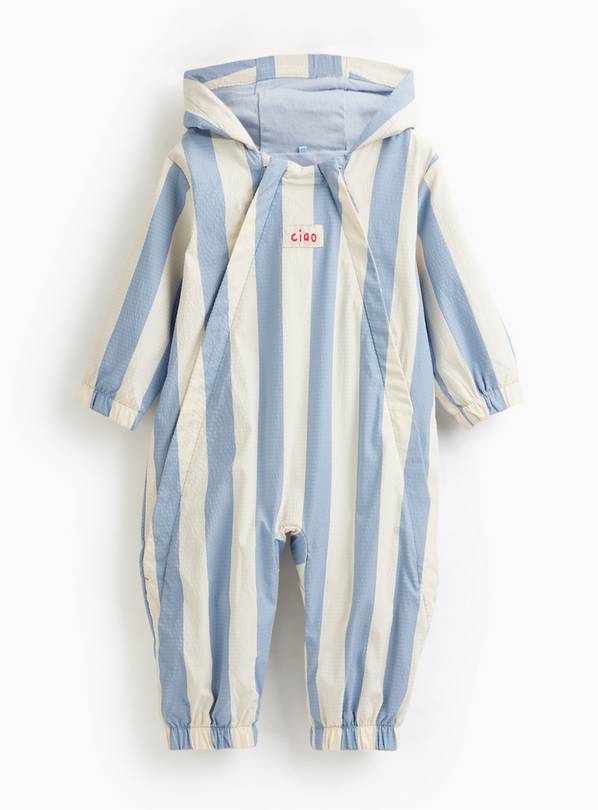 Blue Stripe Ciao Print Puddlesuit 12-18 months